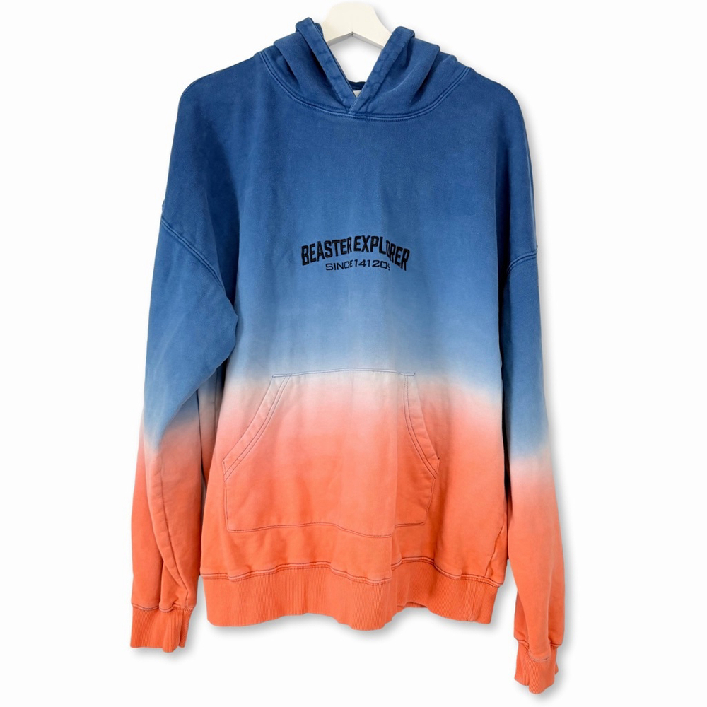 BEASTER Explorer Blue Orange Ombre Hoodie Small
